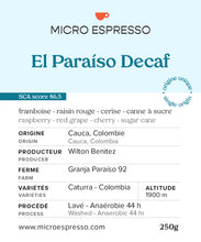 Load image into Gallery viewer, El Paraiso Decaf - Micro Espresso
